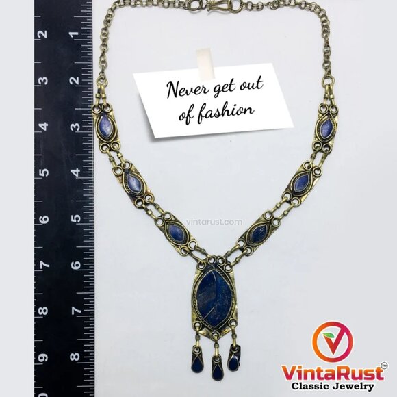 Tribal Light Weight Pendant Necklace, Boho Ethnic Stone Necklaces - Picture 4 of 5